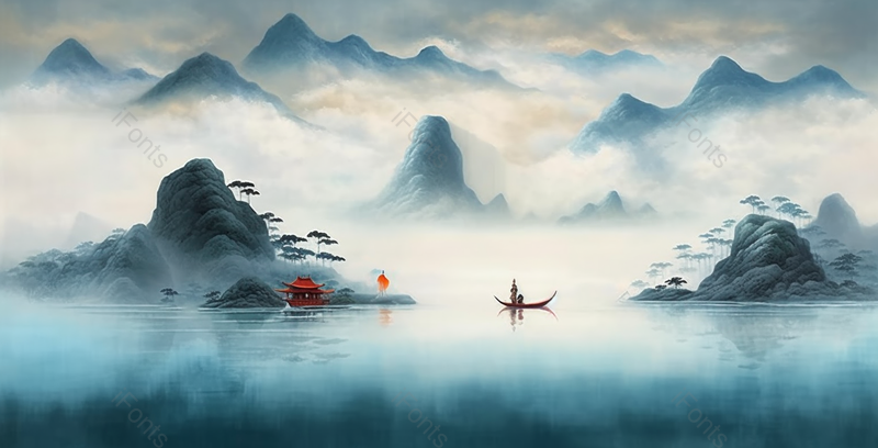 中国风意境山水画唯美手绘插画水墨画背景,插画/手绘图,插画/手绘图库,插画/手绘图下载,插画/手绘
